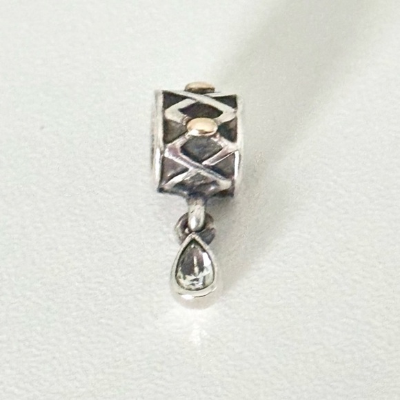 Pandora 925 & 14K Gold Two Tone Clear CZ One World Health Dangle Bead Charm - Picture 3 of 7